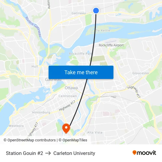 Station Gouin #2 to Carleton University map