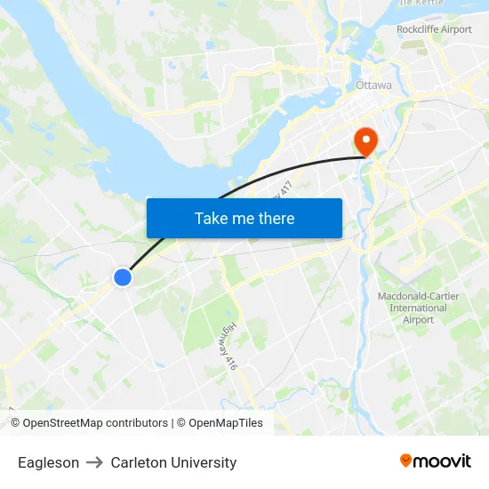 Eagleson to Carleton University map