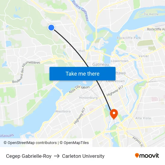 Cegep Gabrielle-Roy to Carleton University map