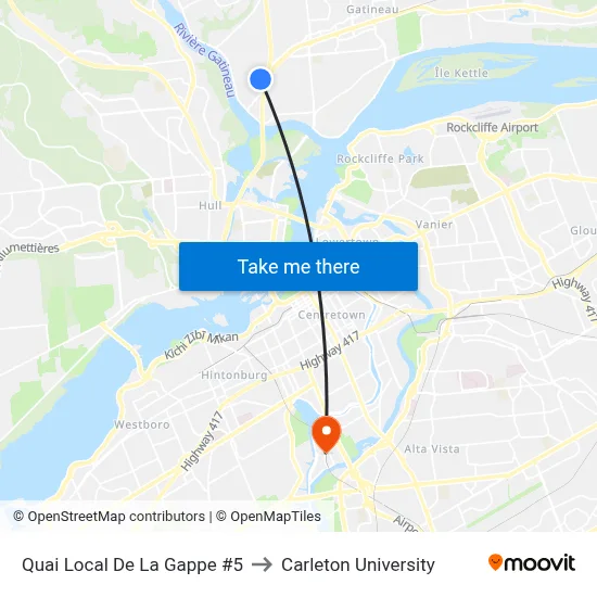 Quai Local De La Gappe #5 to Carleton University map