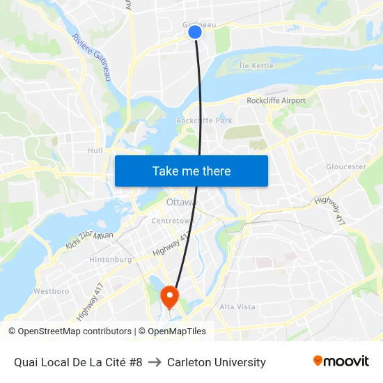 Quai Local De La Cité #8 to Carleton University map