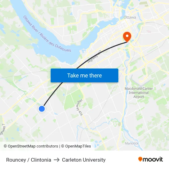Rouncey / Clintonia to Carleton University map