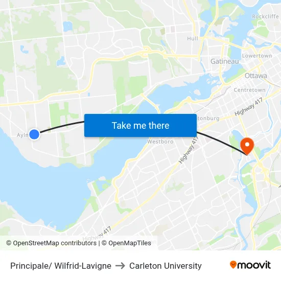 Principale/ Wilfrid-Lavigne to Carleton University map