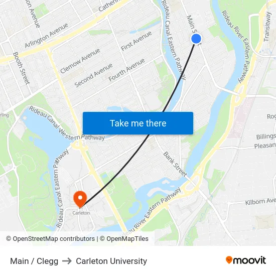 Main / Clegg to Carleton University map