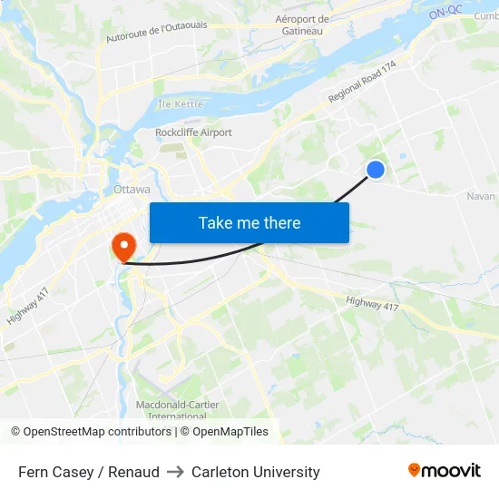 Fern Casey / Renaud to Carleton University map