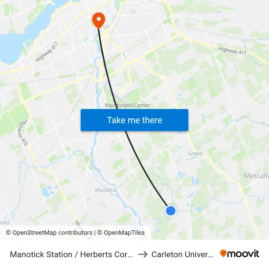 Manotick Station / Herberts Corners to Carleton University map