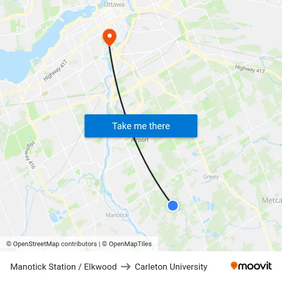 Manotick Station / Elkwood to Carleton University map