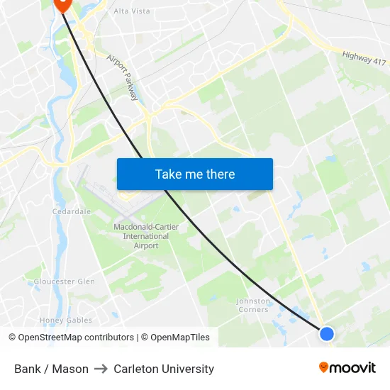 Bank / Mason to Carleton University map