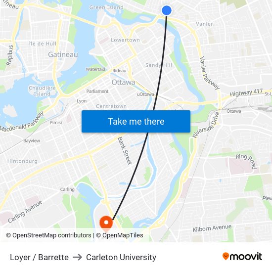 Loyer / Barrette to Carleton University map