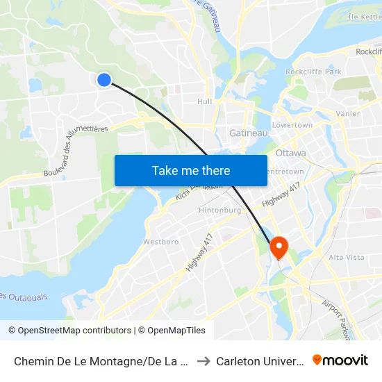 Chemin De Le Montagne/De La Brise to Carleton University map