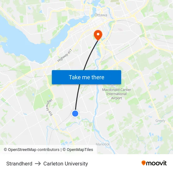 Strandherd to Carleton University map