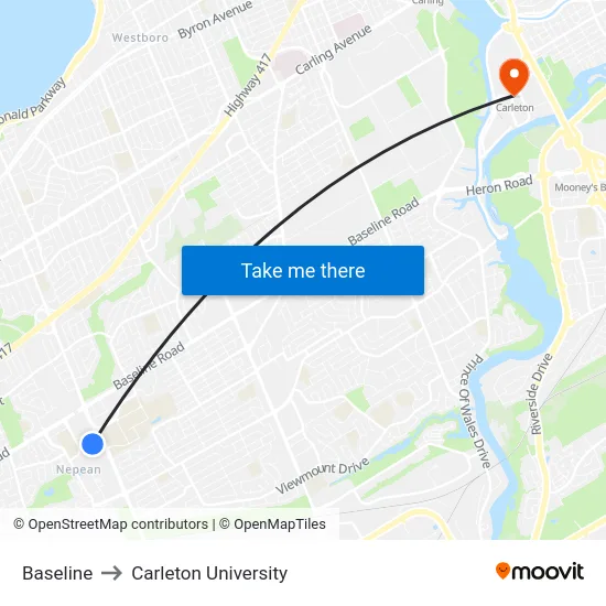 Baseline to Carleton University map
