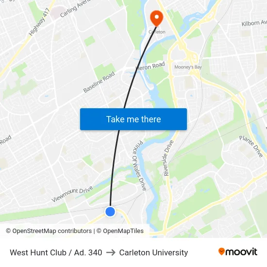 West Hunt Club / Ad. 340 to Carleton University map
