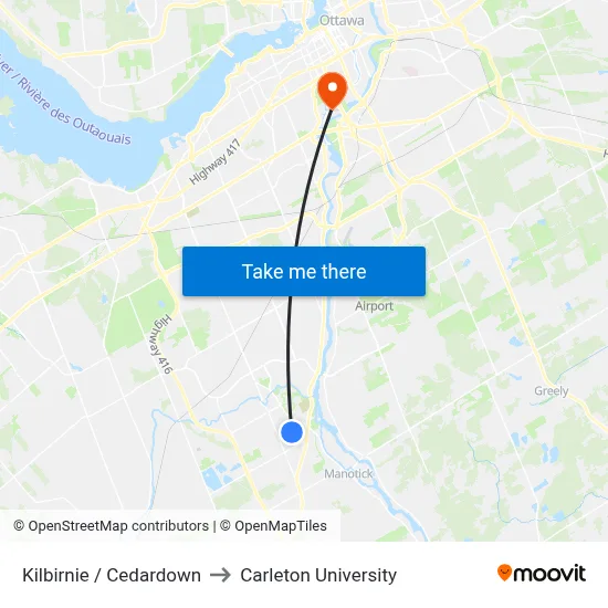 Kilbirnie / Cedardown to Carleton University map