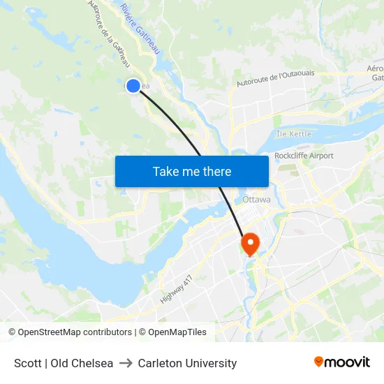 Scott | Old Chelsea to Carleton University map