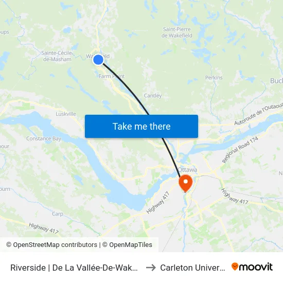 Riverside | De La Vallée-De-Wakefield to Carleton University map
