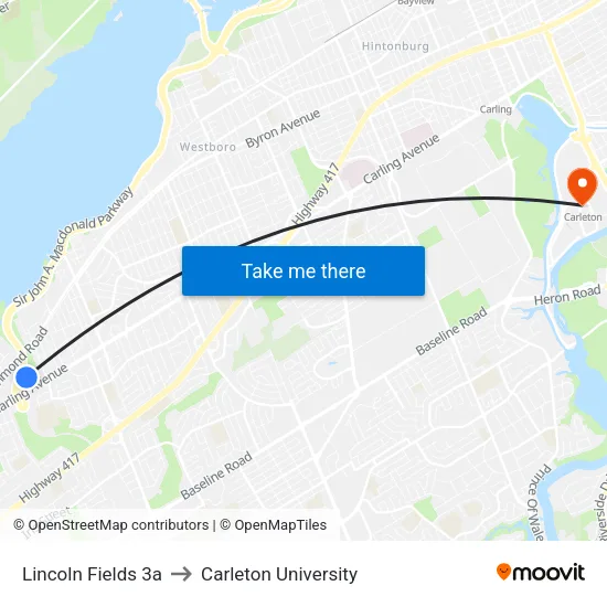 Lincoln Fields 3a to Carleton University map