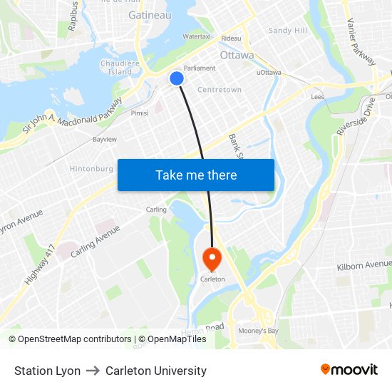 Station Lyon to Carleton University map