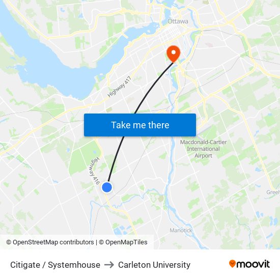 Citigate / Systemhouse to Carleton University map