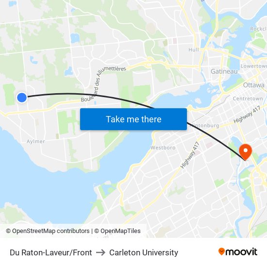 Du Raton-Laveur/Front to Carleton University map