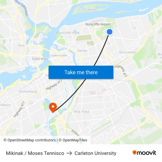 Mikinak / Moses Tennisco to Carleton University map