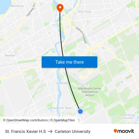 St. Francis Xavier H.S to Carleton University map