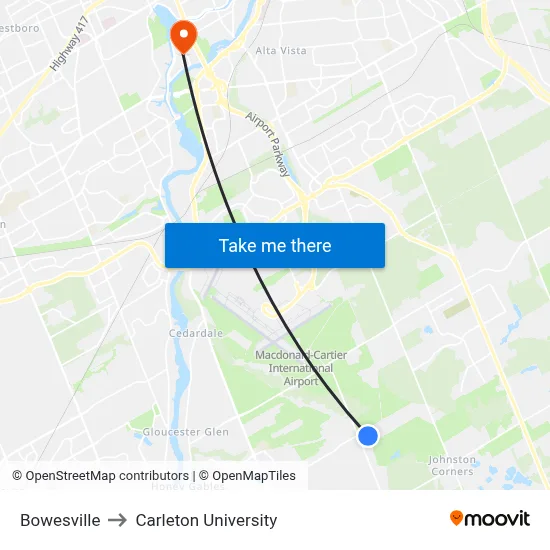 Bowesville to Carleton University map