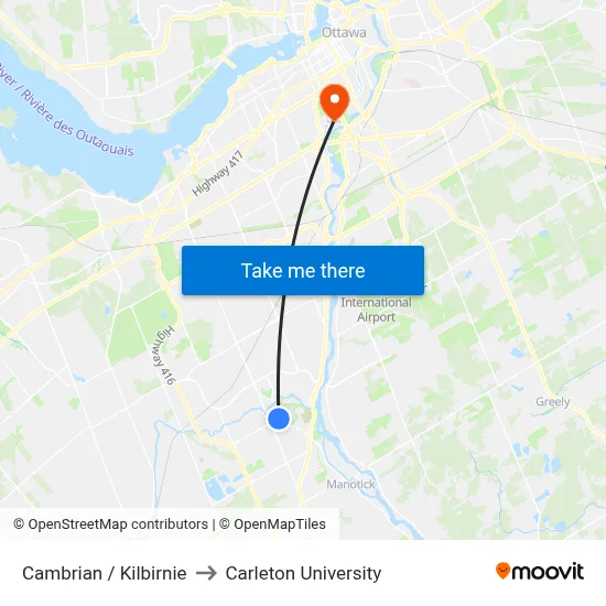Cambrian / Kilbirnie to Carleton University map