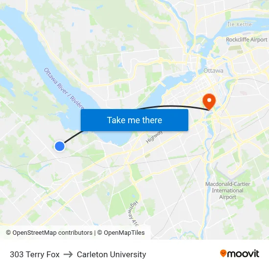 303 Terry Fox to Carleton University map