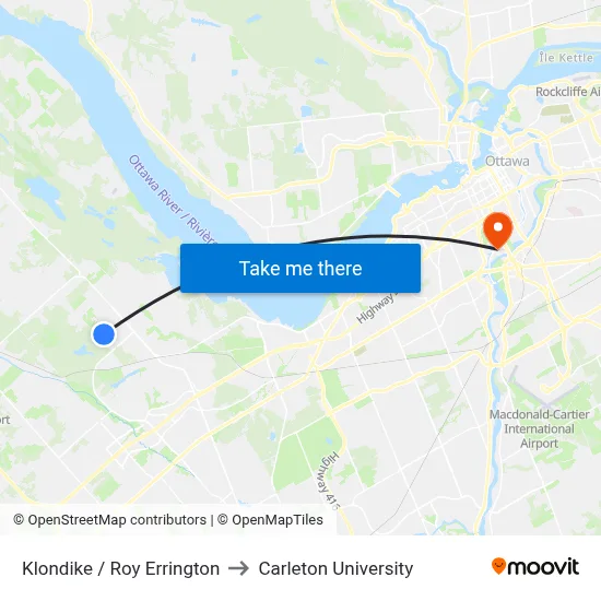 Klondike / Roy Errington to Carleton University map