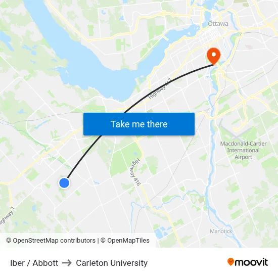 Iber / Abbott to Carleton University map
