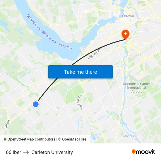 66 Iber to Carleton University map