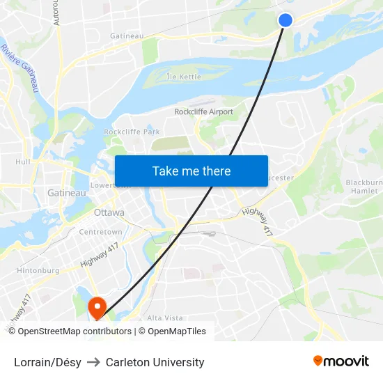 Lorrain/Désy to Carleton University map