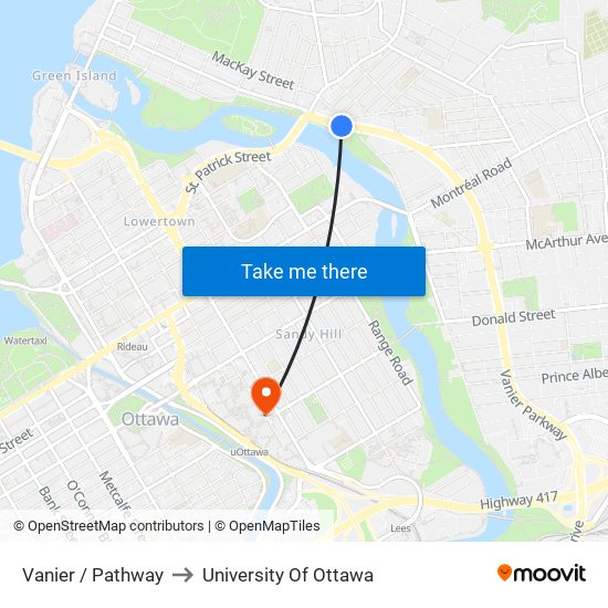 Vanier / Pathway to University Of Ottawa map