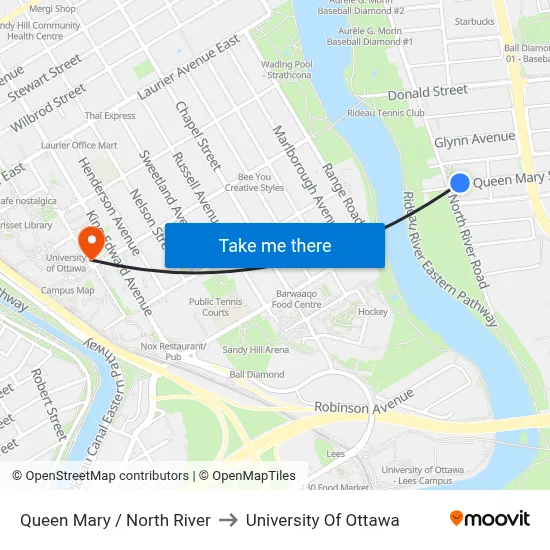 Queen Mary / North River to University Of Ottawa map