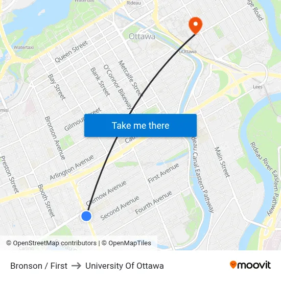 Bronson / First to University Of Ottawa map