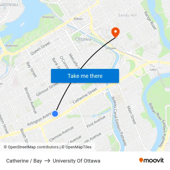 Catherine / Bay to University Of Ottawa map