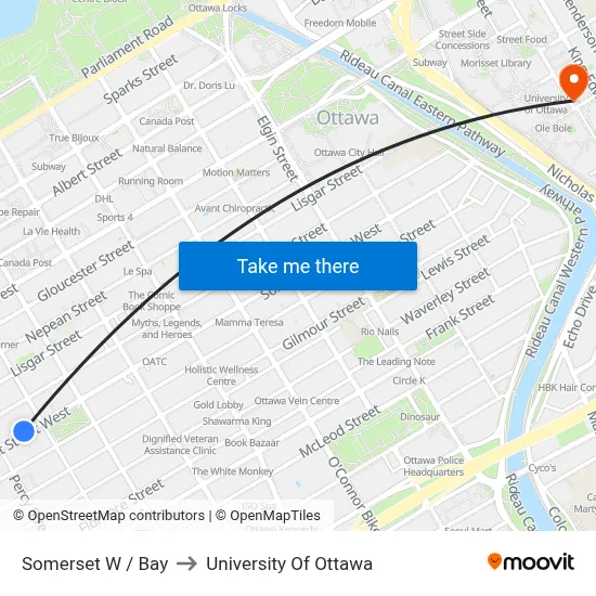 Somerset W / Bay to University Of Ottawa map