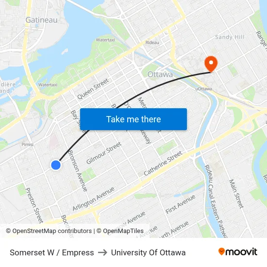 Somerset W / Empress to University Of Ottawa map
