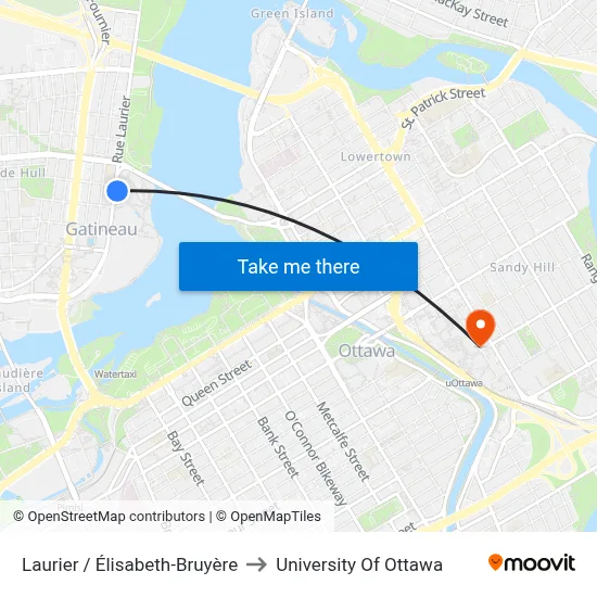 Laurier / Élisabeth-Bruyère to University Of Ottawa map