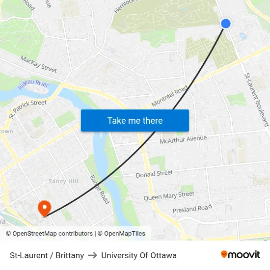 St-Laurent / Brittany to University Of Ottawa map