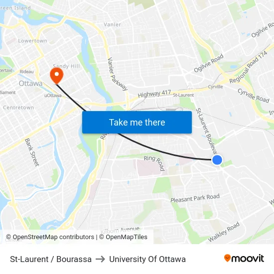 St-Laurent / Bourassa to University Of Ottawa map