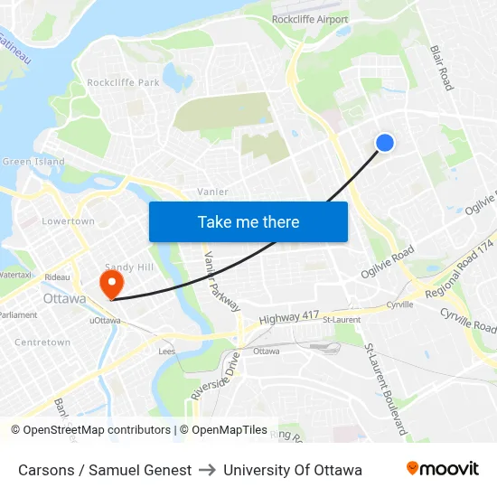 Carsons / Samuel Genest to University Of Ottawa map