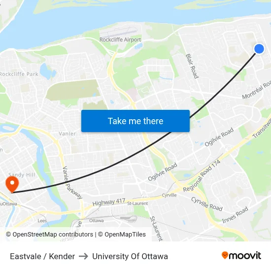 Eastvale / Kender to University Of Ottawa map