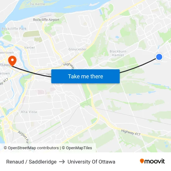 Renaud / Saddleridge to University Of Ottawa map