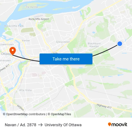 Navan / Ad. 2878 to University Of Ottawa map