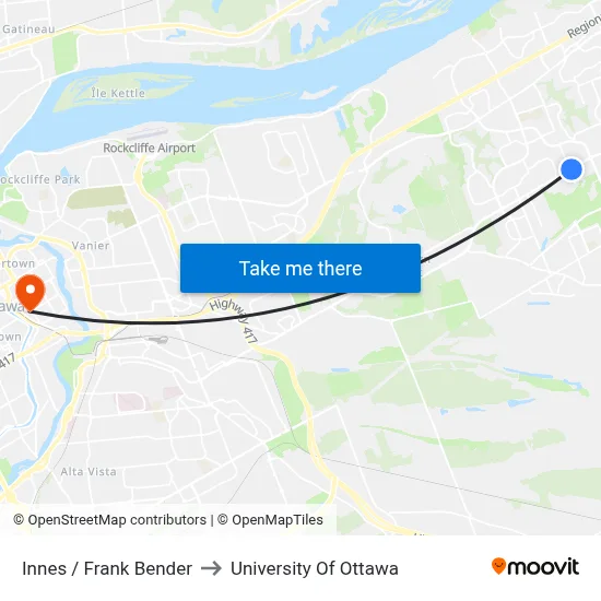 Innes / Frank Bender to University Of Ottawa map