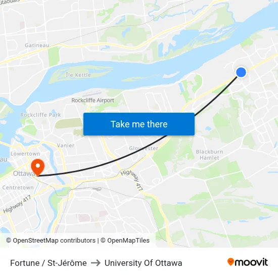 Fortune / St-Jérôme to University Of Ottawa map