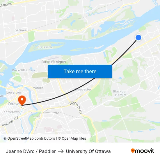 Jeanne D'Arc / Paddler to University Of Ottawa map