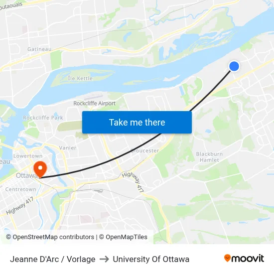 Jeanne D'Arc / Vorlage to University Of Ottawa map
